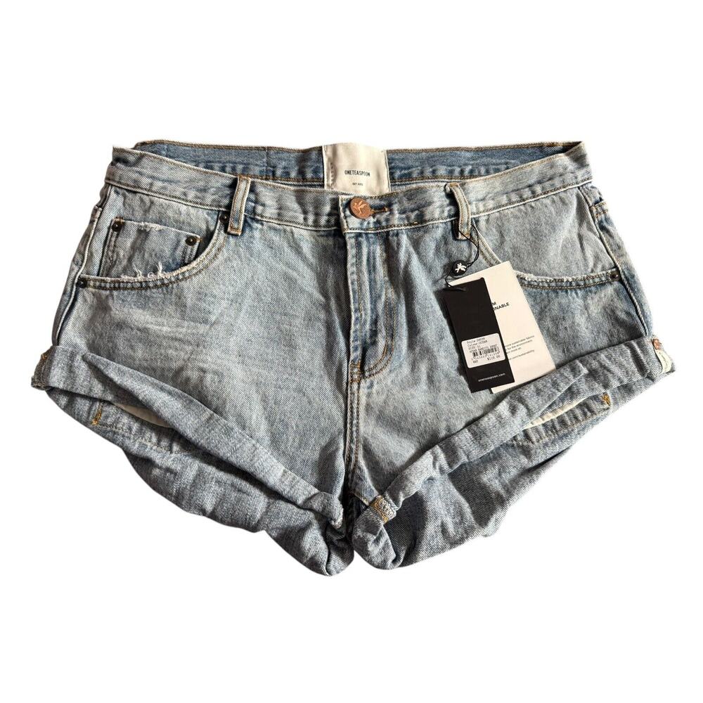 One‎ Teaspoon Women's Ocean Blue Bandits Low Waist Denim Shorts Size 31 NEW
